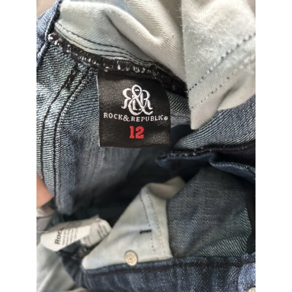 Rock & Republic Girls Size 12 Jeans Youth Blue dark Wash Denim Button Fly - Picture 4 of 9